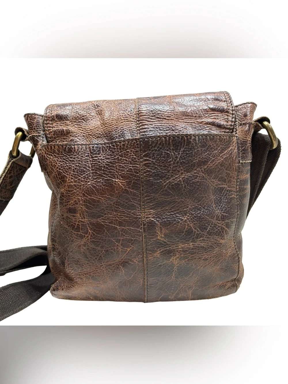 Vintage Fossil Distressed Brown Leather Crossbody Bag